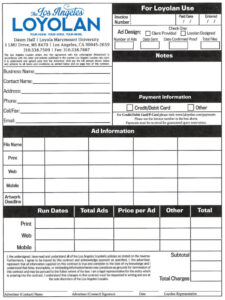 Los Angeles Loyolan Ad Contract